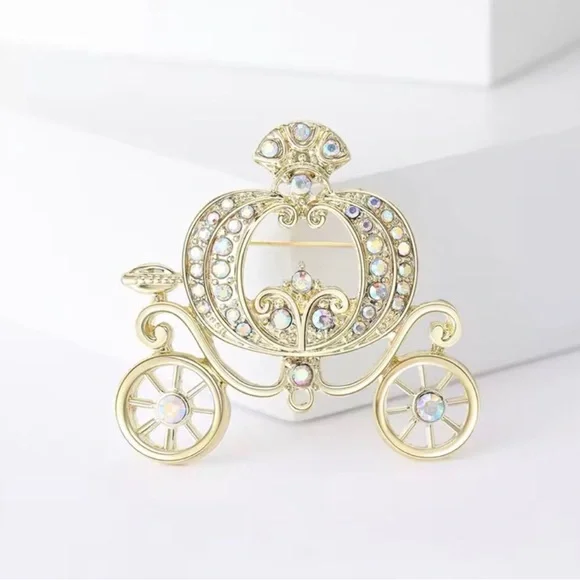 Gold-tone Jeweled Carriage Brooch - Picture 1 of 3